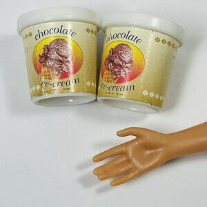 2 Chocolate Ice Cream Carton Dollhouse Accessory Doll Mini Size